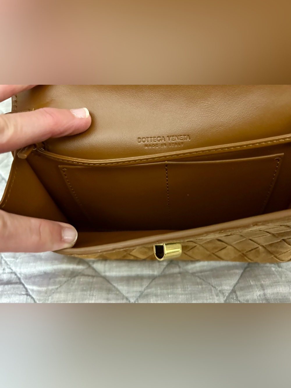 Bottega Veneta Andiamo Intrecciato Suede Crossbody Bag + Box & Dust Bag - Picture 12 of 16